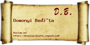 Domonyi Beáta névjegykártya