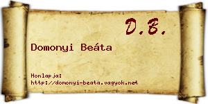 Domonyi Beáta névjegykártya