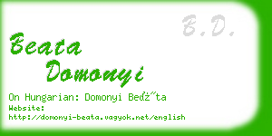 beata domonyi business card